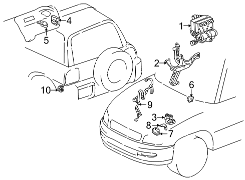 1996 Toyota RAV4 Hydraulic System Overhaul Kit Diagram for 04493-42010