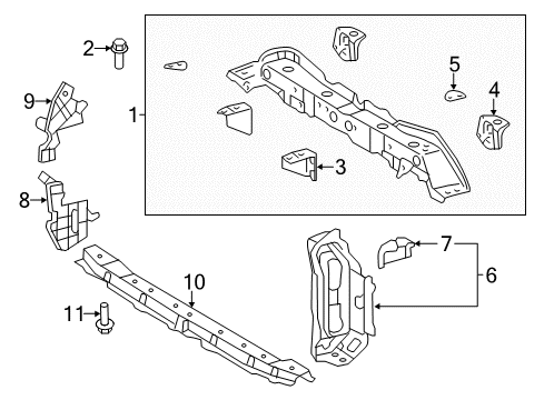 2014 Toyota Yaris Radiator Support Lower Tie Bar Diagram for 53028-52070