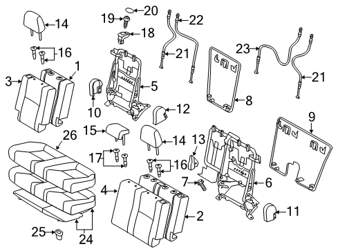 2011 Scion tC Rear Seat Components Lever Screw Diagram for 93560-54014