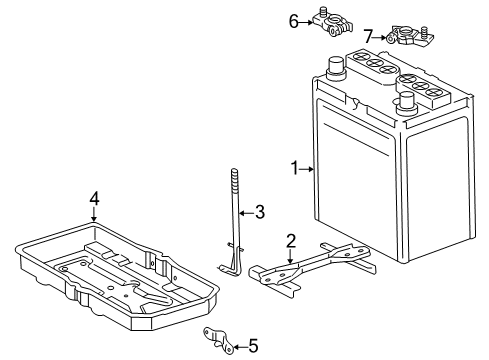 1998 Toyota RAV4 Battery Tray, Battery Diagram for 74431-42010