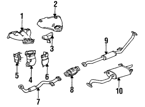 1995 Toyota Celica Exhaust Components Manifold Converter Sub-Assembly Diagram for 25508-74100