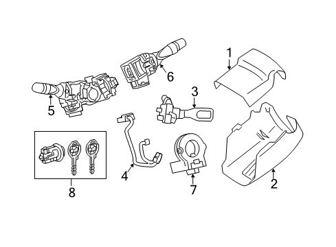 2010 Toyota Camry Switches Lower Column Cover Diagram for 45287-06150-B1