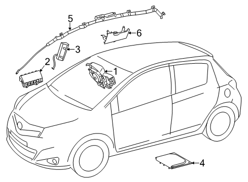 2018 Toyota Yaris Air Bag Components Head Air Bag Diagram for 62180-0D132