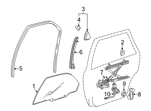 1998 Toyota Camry Front Door Regulator Handle Diagram for 69260-AA010-G0