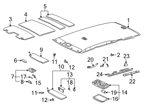 2004 Toyota Highlander Interior Trim - Roof Sunvisor Diagram for 74320-48260-A0