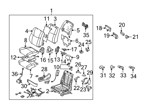2010 Toyota Avalon Front Seat Components Headrest Motor Diagram for 71644-04010