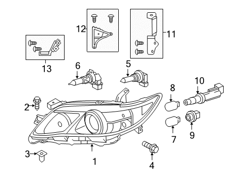 2010 Toyota Camry Headlamps Lens & Housing Diagram for 81170-33710