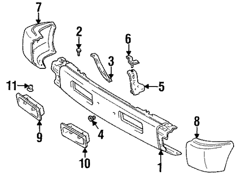 1997 Toyota Land Cruiser Front Bumper Face Bar Bolt Diagram for 90112-08073