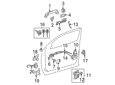 2009 Toyota Tundra Front Door Lock Assembly Diagram for 69310-0C020