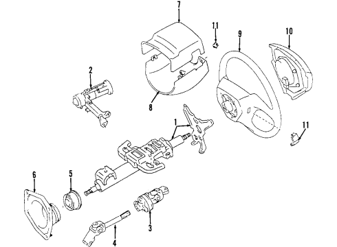 2002 Lexus RX300 Steering Column & Wheel, Steering Gear & Linkage, Shaft & Internal Components, Shroud, Switches & Levers Rear Cover Diagram for 45186-44010-C0