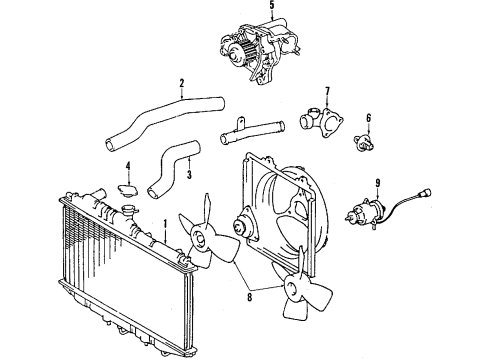 1989 Toyota Tercel Cooling System, Radiator, Water Pump, Cooling Fan Fan Diagram for 16361-63040