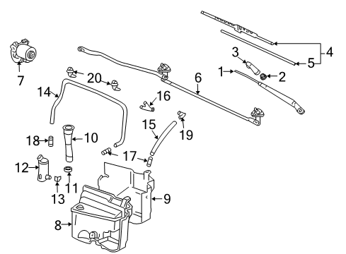 2001 Toyota Land Cruiser Wiper & Washer Components Front Motor Diagram for 85110-60300