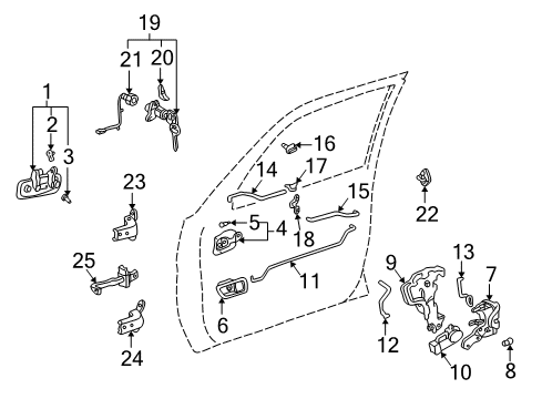 1999 Toyota Camry Door & Components Handle Bezel Diagram for 69278-AA010-E0