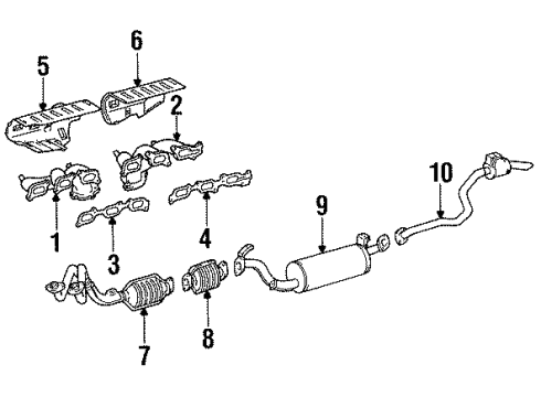 1995 Toyota Land Cruiser Exhaust Components Manifold Gasket Diagram for 17198-66010