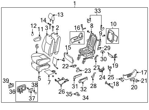 2008 Toyota Sienna Front Seat Components Upper Shield Diagram for 71814-0E020
