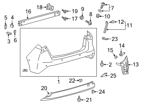 2021 Toyota Prius AWD-e Bumper & Components - Rear Reinforce Bracket Diagram for 52016-47080