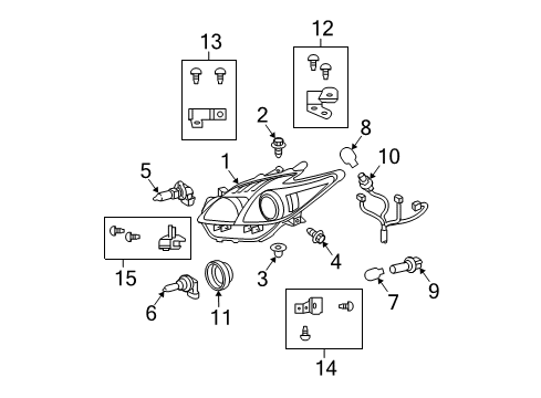2015 Toyota Prius Plug-In Headlamps Composite Assembly Diagram for 81145-47463
