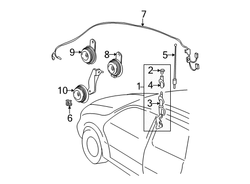 1998 Toyota Sienna Anti-Theft Components Lower Note Horn Diagram for 86520-08010