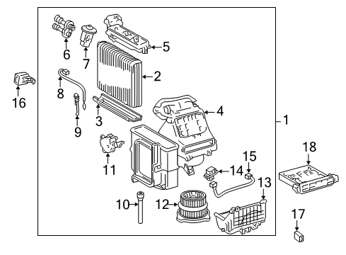 2001 Toyota Echo Air Conditioner Filter Case Diagram for 88548-52010