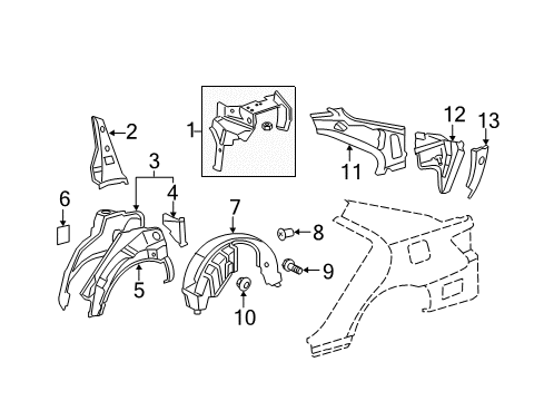 2008 Toyota Camry Inner Structure - Quarter Panel Outer Reinforcement Diagram for 61712-33070