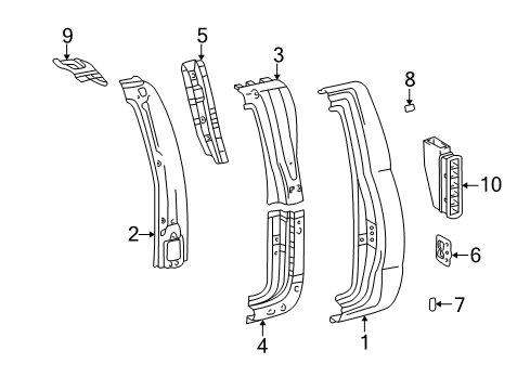 2003 Toyota Tundra Side Panel & Components Retainer Plate Plug Diagram for 90080-95018