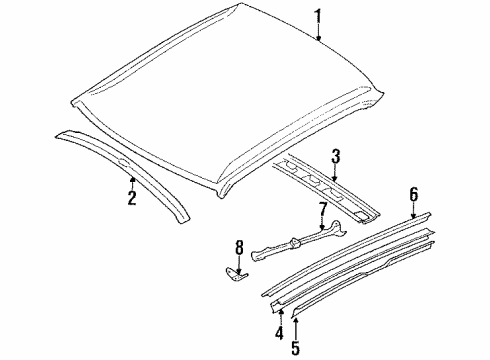 1991 Toyota Corolla Roof & Components Roof Rail Diagram for 63141-12130