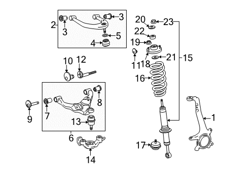 2006 Toyota Tacoma Front Suspension Components, Lower Control Arm, Upper Control Arm, Stabilizer Bar Knuckle Diagram for 43212-04050