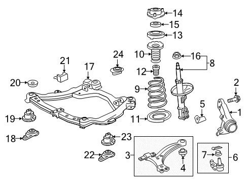2016 Toyota Camry Front Suspension, Lower Control Arm, Stabilizer Bar, Suspension Components Strut Bumper Diagram for 48331-06050