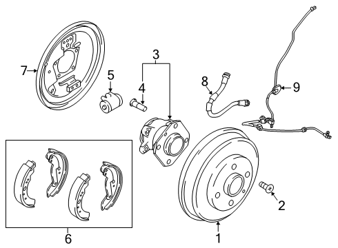 2020 Toyota Yaris Anti-Lock Brakes Brake Drum Diagram for 42403-WB001