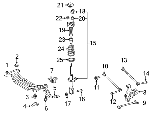 2013 Toyota Camry Rear Suspension Components, Stabilizer Bar Strut Bumper Diagram for 48341-06050