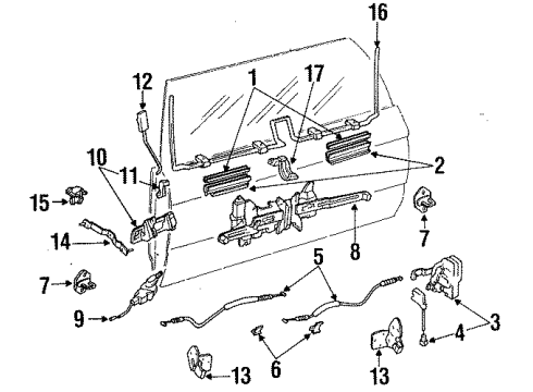 1993 Toyota 4Runner Door & Components Lift Channel Filler Diagram for 69971-35020