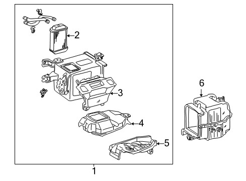 1999 Toyota Sienna Heater Core & Control Valve Heater Assembly Diagram for 87150-08010