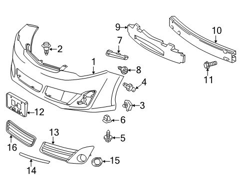 2012 Toyota Camry Front Bumper Molding Strip Diagram for 52712-06040