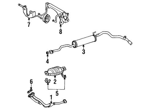 1988 Toyota Pickup Exhaust Components Catalytic Converter Assembly Diagram for 18450-35130