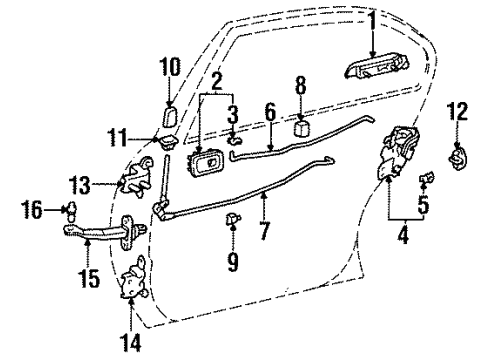 1995 Toyota Tercel Rear Door - Lock & Hardware Handle, Outside Diagram for 69230-16090
