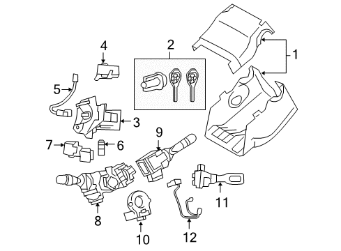2012 Toyota RAV4 Ignition Lock Headlamp Switch Diagram for 84140-0E100