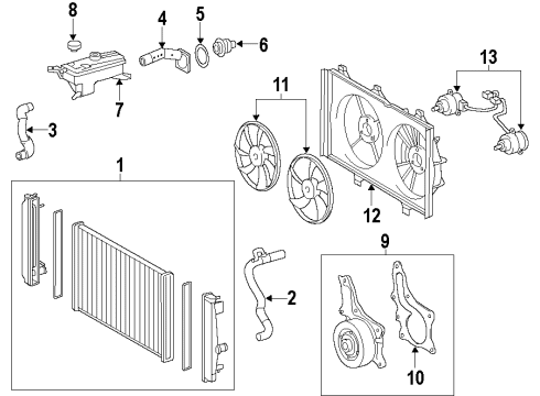 2015 Toyota RAV4 Cooling System, Radiator, Water Pump, Cooling Fan Radiator Assembly Diagram for 16400-0V030