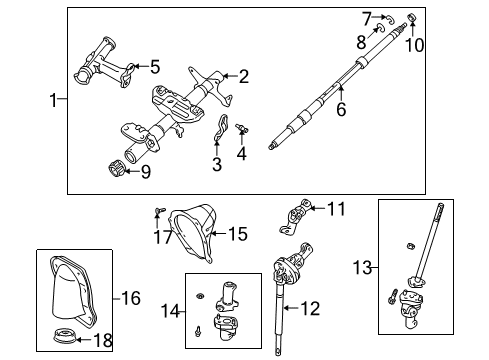 2001 Toyota Tacoma Steering Column Assembly Tube Assembly Diagram for 45870-04030