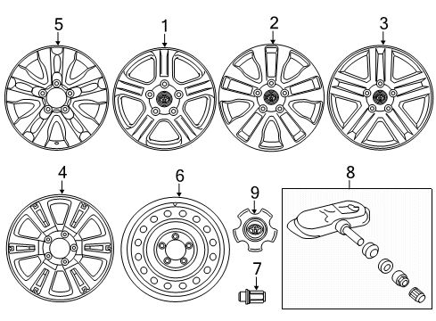 2009 Toyota Sequoia Wheels, Covers & Trim Center Cap Diagram for 4260B-0C010
