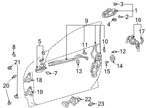 2000 Toyota Celica Lock & Hardware Lower Hinge Diagram for 68740-12110