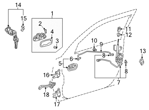 2000 Toyota Corolla Door & Components Lock Assembly Diagram for 69320-02060