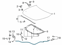 OEM Toyota Highlander Release Cable Diagram - 53630-0E090