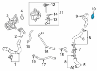 OEM Toyota Corolla Water Outlet Gasket Diagram - 16341-F2010