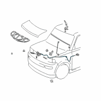 OEM Toyota Echo Release Cable Diagram - 53630-52090