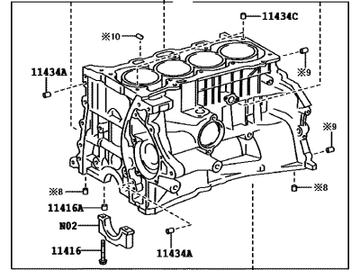Toyota 11401-09602 Block Sub-Assembly, Cylinder