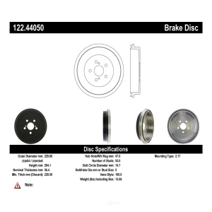 Centric Premium Rear Brake Drum for Toyota Corolla - 122.44050