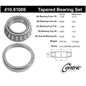 Centric Premium™ Front Driver Side Inner Wheel Bearing and Race Set for Toyota Cressida - 410.91006