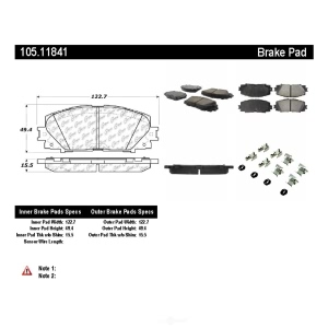 Centric Posi Quiet™ Ceramic Front Disc Brake Pads for Toyota Corolla - 105.11841