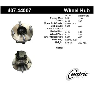 Centric Premium™ Wheel Bearing And Hub Assembly for Toyota MR2 Spyder - 407.44007