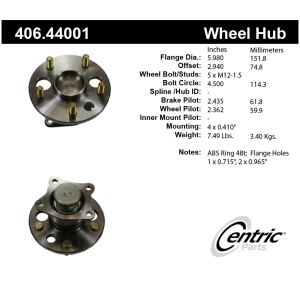 Centric Premium™ Wheel Bearing And Hub Assembly for Toyota Solara - 406.44001